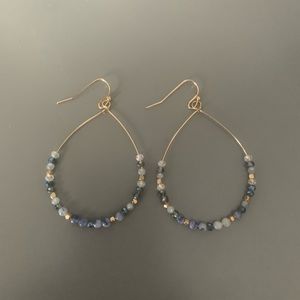 Blue Beaded Teardrop Earrings